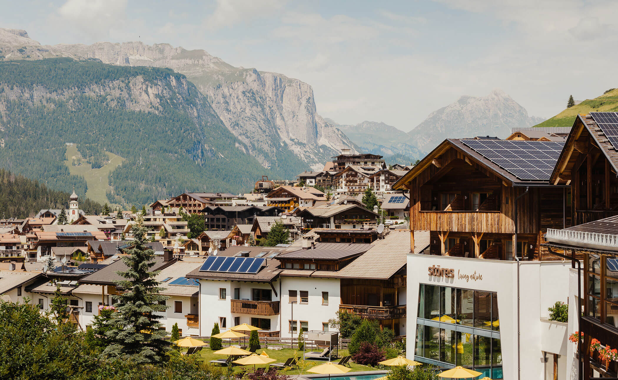 View of St. Kassian from Hotel Störes